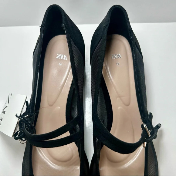 Zara Women's Black Mary Jane Block Mesh Casual Heels, NWT, Size 40 - Picture 4 of 12